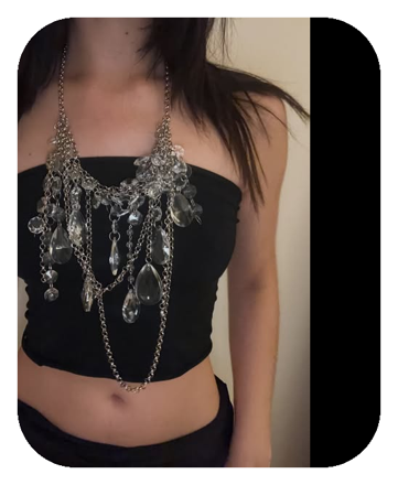 Chandelier-style statement necklace with crystals by Baby Toefu